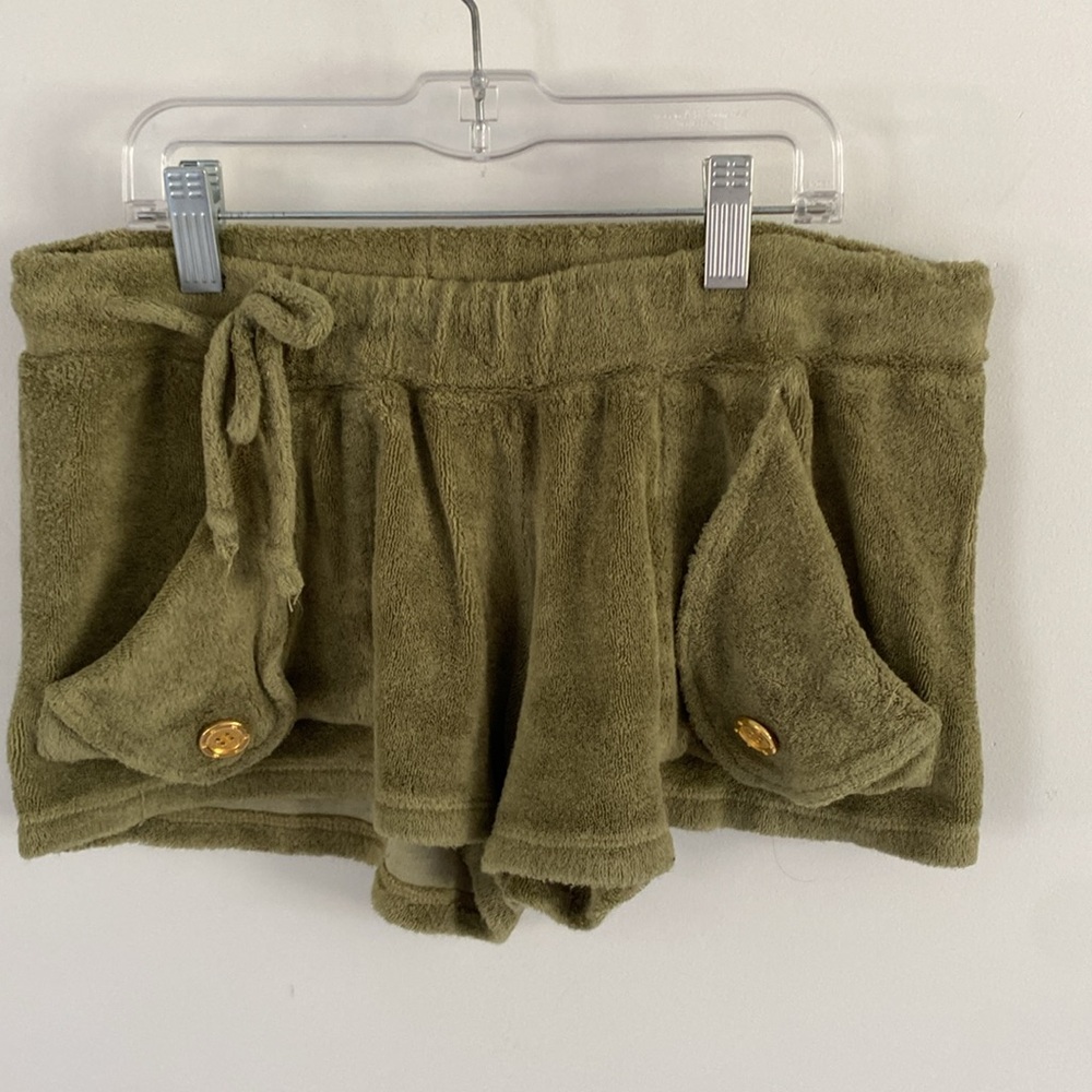 SHAY TODD green terry cloth leisure lounge short